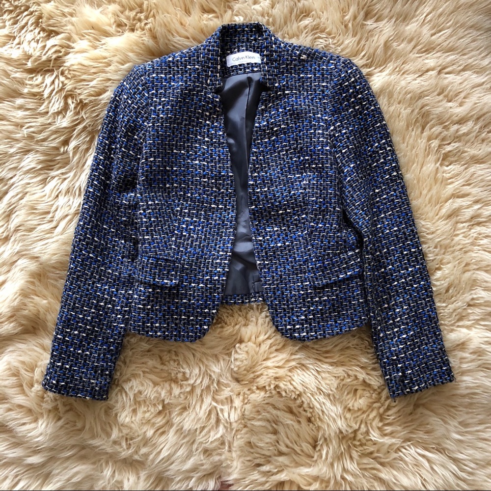 Calvin Klein Blue Tweed Blazer